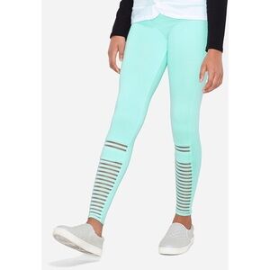 Mint Green Leggings with Striped Transparent Mesh Detail